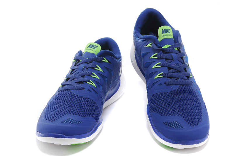 nouveau Nike Free 5.0 plus les hommes bleu fonce chaussures de course blanc (2)